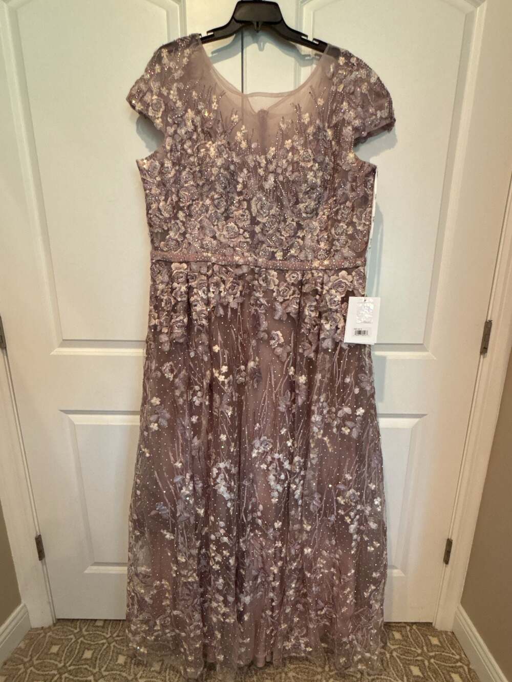 Mac Duggal Embellished Illusion-Neck Mesh Evening Gown
